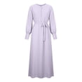 thumbnail image 6 of Fesfesfes Women Dress Loose Casual Dress Foundation Solid Color Large Dress Round Neck Long Sleeve Dress Plus Size $10, 6 of 9