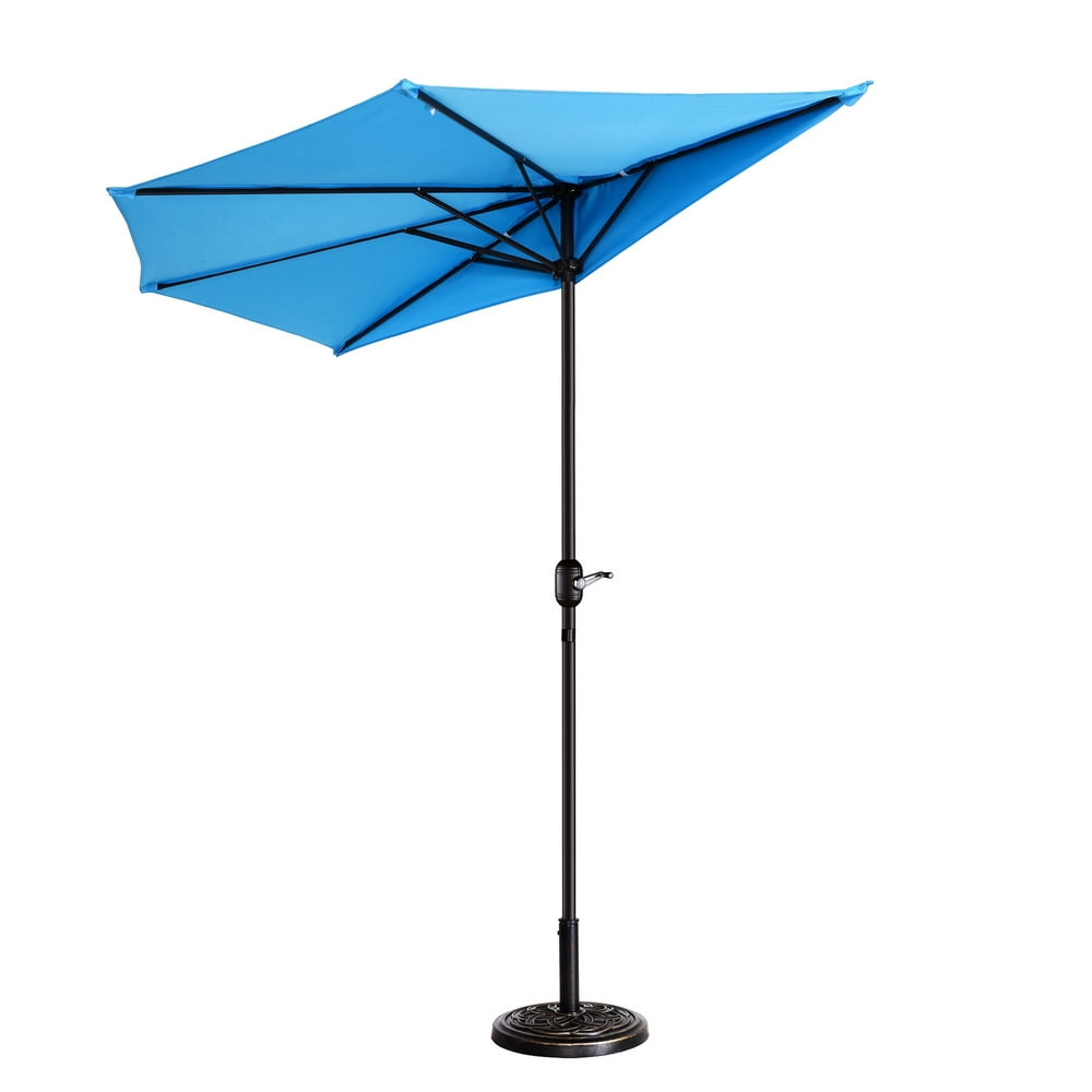 Villacera Outdoor Patio Half Umbrella, 9 ft. Steel, Blue