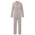 thumbnail image 6 of Wyobmus Womens Suits Dressy 2 Piece Business Casual Outfits Long Sleeve Double-Breasted Blazer Matching High Waist Dress Pants Gray, 6 of 7