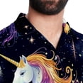 thumbnail image 5 of Starry Unicorn Men's Short Sleeve Poplin Shirt, Casual Printed Button Down Summer Beach Shirt - Unisex, 5 of 6