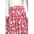 thumbnail image 3 of Women Red Cotton Soft Maxi Skirt, Flowy Boho Style White Floral Hand Block Print with Elastic Waist, XS, 3 of 6