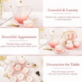 thumbnail image 4 of 22 pcs Porcelain Tea Set for 6 Luxury British Style Tea/Coffee Cup Set with Golden Trim Beautiful Tea Set for Women Tea Party Set Gift Package With a Stand - Gradient Pink, 4 of 8