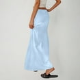thumbnail image 4 of VBTAPA Women's Summer Linen Maxi Skirt Drawstring Low Waist A Line Casual Skirts Flared Long Skirt Light Blue L, 4 of 8