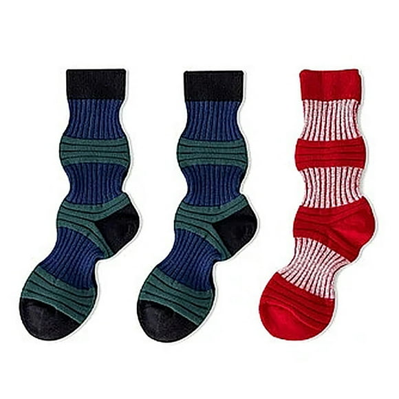 Hoshose Spring and Summer Fashion Women Striped Socks Retro Design Nylon Long Socks Athletic Calf Tube Socks for Teens
