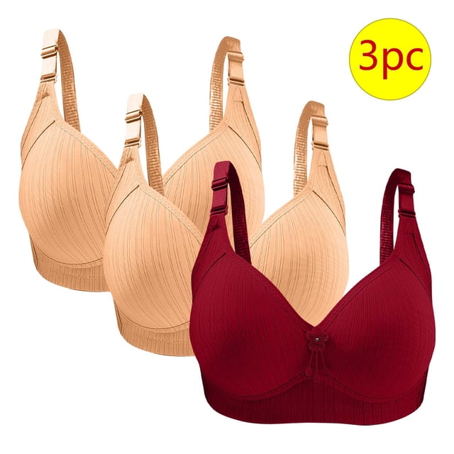 Bras for Women, 3PC Womans Large Size Solid Color Without Steel Ring Gathering Comfortable Bras Daily Bra