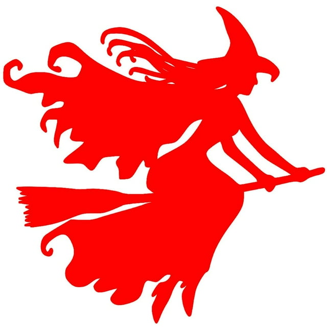 LEEYNEER Witch on Broomstick Halloween Car Vehicle Reflective Decals Sticker Decoration