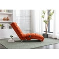 thumbnail image 3 of Modern Orange Chaise Lounge Chair Indoor, Ergonomic Power Massage Leisure Chaise with Timed Remote Control, Lounge Upholstered Sofa Couch with Pocket and Metal Legs for Office Living Room, 3 of 9