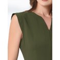 thumbnail image 5 of DARING DIVA Women's V Neck Sleeveless Button Pleated Midi Dresses S Army Green, 5 of 6