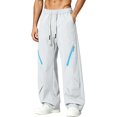 thumbnail image 4 of Lenpel Men's Hiking Pants Trendy Drawstring Low Rise Pants with Zipper Pockets Wide Leg Workout Trousers Fall Clothes(Gray,XX-Large), 4 of 7