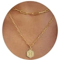 thumbnail image 4 of Dainty Gold Necklace for Women 14K Gold Over Layering Necklaces Paperclip Link Chain Necklace Personalized Coin Initial Layered Gold Necklaces for Jewelry Gifts, 4 of 4