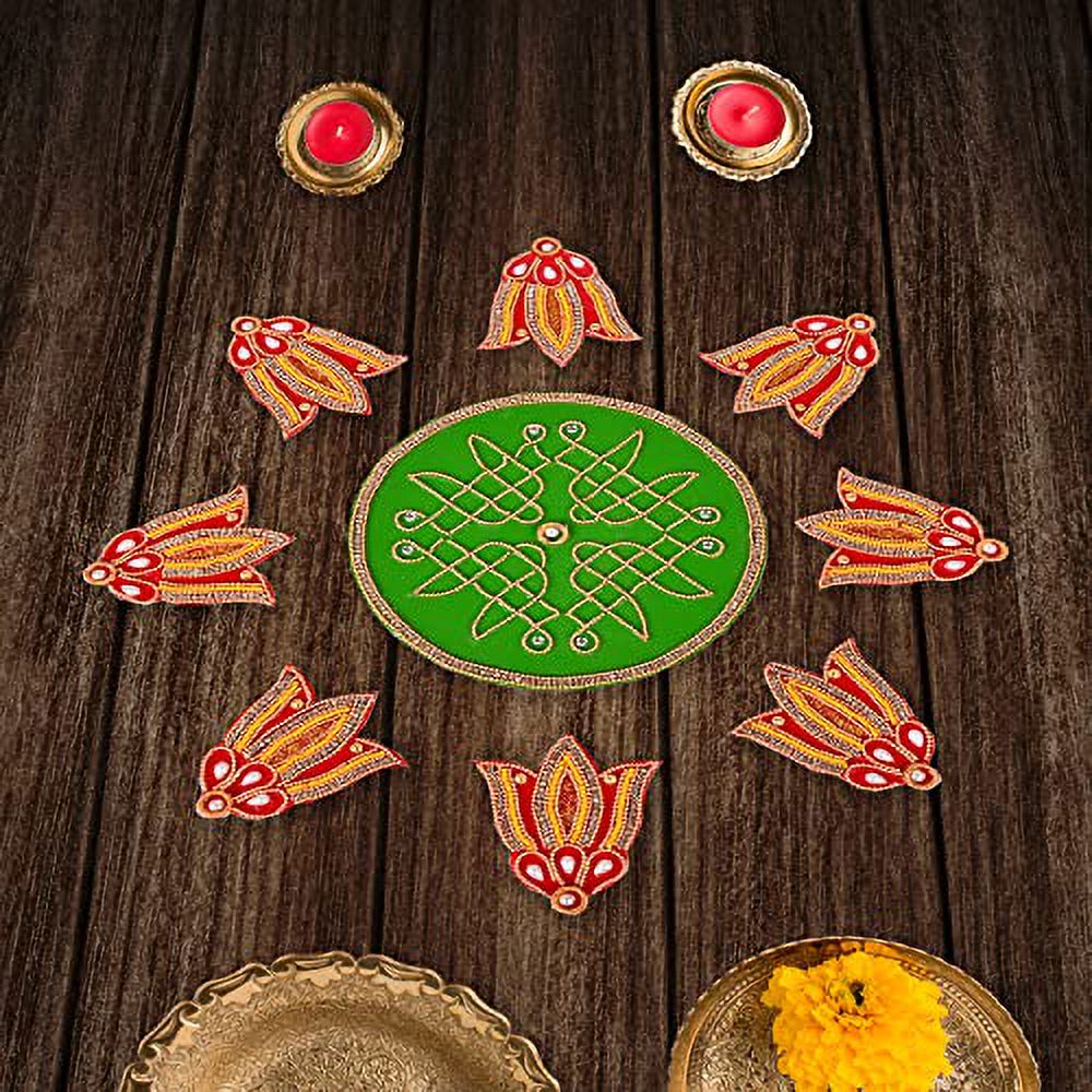 Gifts For Diwali Designer Reusable Kalash Rangoli – Acrylic Indian Traditional Home Floor Decor Gift For Festival Decorations & Gifting (Size:7″) (Blue Rangoli Decorations