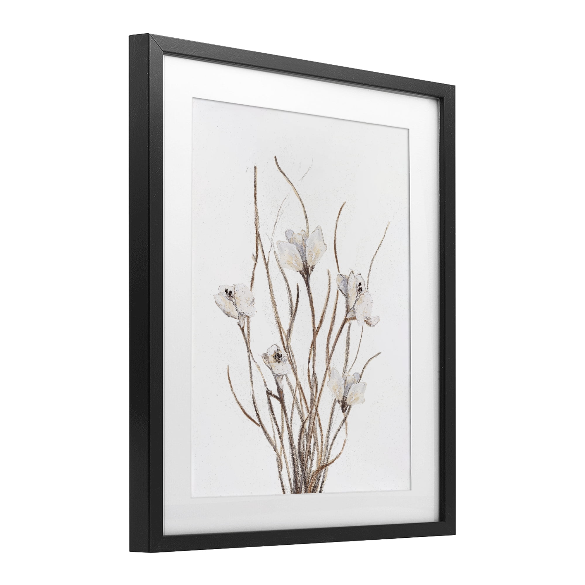 Stupell Industries Curly Floral Branches Black Framed Print Under Glass, design by Lanie Loreth