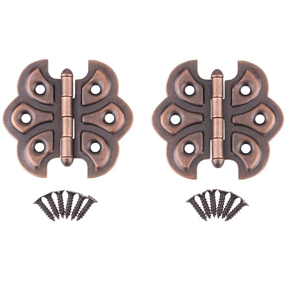 Bisagras de mariposa chapadas en cobre antiguo - Paquete de 2 - Bisagras de puerta de gabinete de montaje en superficie - Herrajes para muebles - Ua-260-Hac