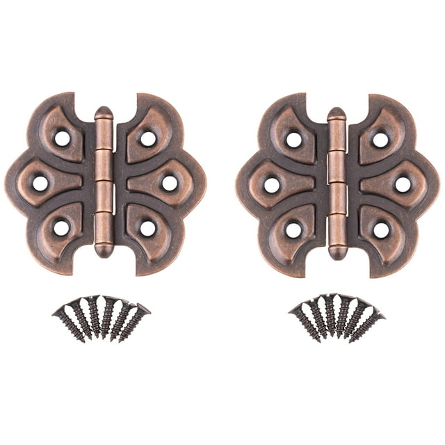 Bisagras de mariposa chapadas en cobre antiguo - Paquete de 2 - Bisagras de puerta de gabinete de montaje en superficie - Herrajes para muebles - Ua-260-Hac