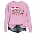 thumbnail image 1 of WEAIXIMIUNG Chandails en Molleton Courts pour Femmes Plus Femmes Décontracté Col Rond Noël Verre Neige Chapeau de Noël Imprimé Chandail à Capuchon, 1 of 3