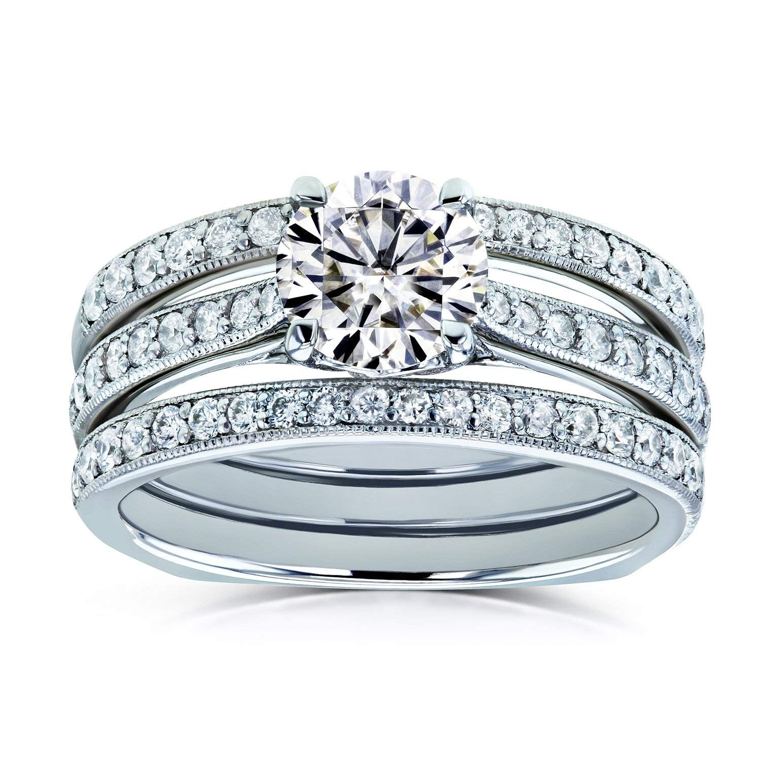 Details about   Classic Moissanite Engagement Ring Center 3ct DF Color Moissanite 14K White Gold