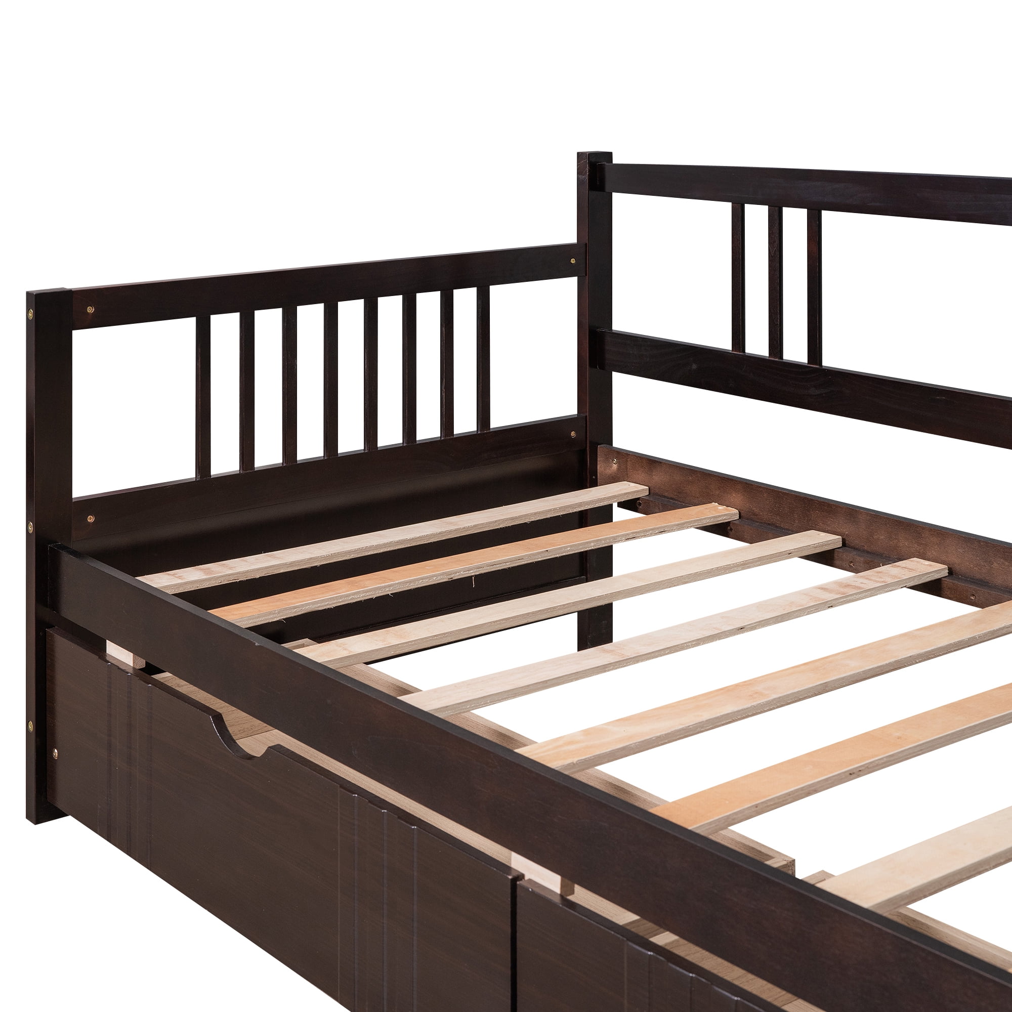 Aukfa Daybed with 2 Storage Drawers, Wood Twin Daybed Frame for Kids Guests Sleepovers, Espresso