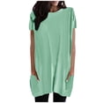 thumbnail image 2 of Fesfesfes Workout Tops for Women Short Sleeve Women Casual Short Sleeve WIth Pocket Round Neck Pullover Blouse T-shirt Tops Women's Tops 6(M), 2 of 7