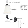 thumbnail image 5 of Swing Arm Wall Lamp Plug in Wall Mount Opaque Ivory Linen Shade 40W 2-Way Cord Covers(1 Light), 5 of 9