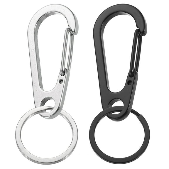 2.17" x 1.1" Metal Keychain Keyring, 2 Pcs Silver&Black Key Chain Ring Clip Sturdy Key Accessories Holder Organizer for Chain Making Kit Home Car Keys Art Crafts