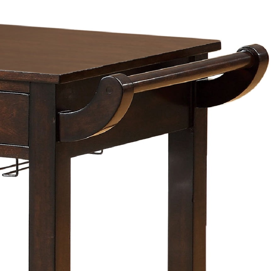 Furniture of America Heron Multi-Storage Serving Cart, Dark Walnut