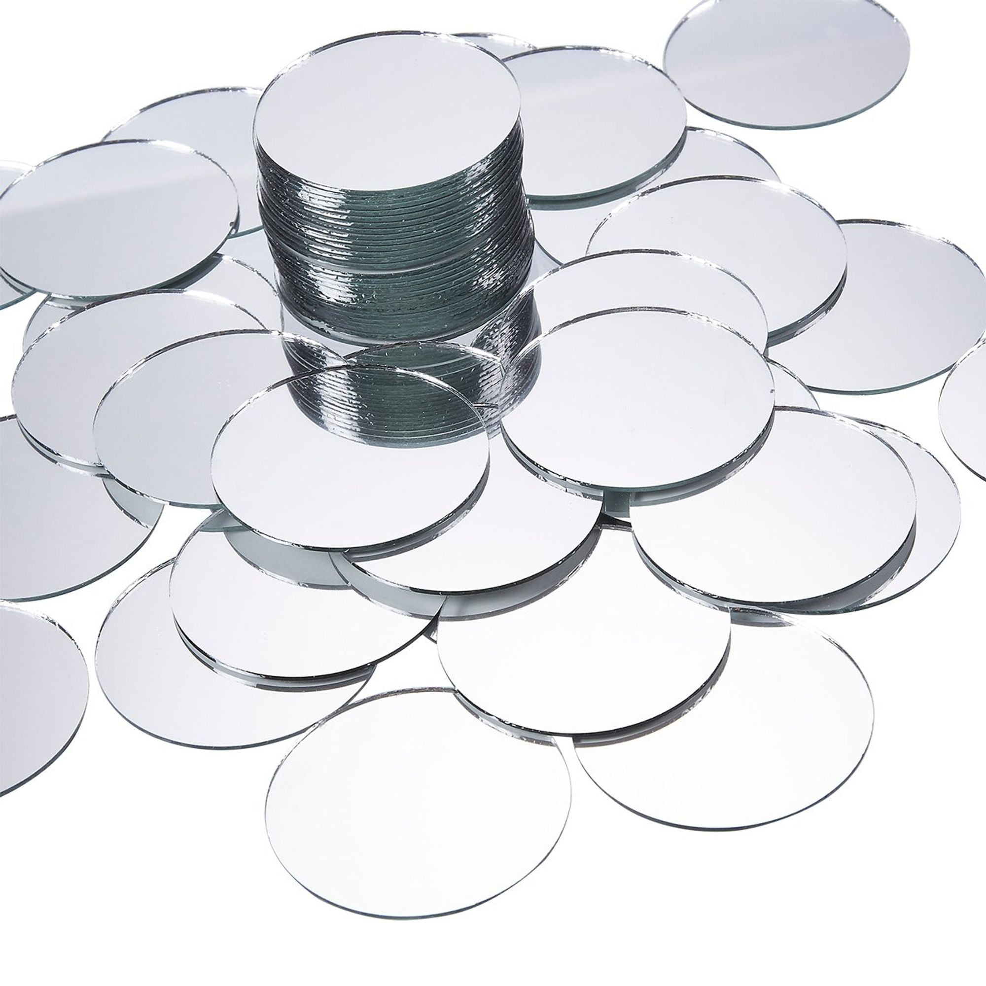 60 Pack Mini Craft Mirrors, 2 inches Circle Round Glass Mosaic Tile