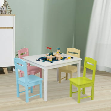 Kids Art Table and 2 Chairs, Wooden Drawing Desk, Activity & Crafts ...