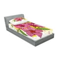 thumbnail image 2 of Ambesonne Floral Fitted Sheet & Pillow Sham Set, Vibrant Hibiscus Flower, Twinxl, Earth Yellow Fuchsia, 2 of 2