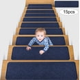 thumbnail image 2 of Yhmxh Decoración del baño 15 alfombrillas antideslizantes para escaleras, a rayas, absorbentes, silenciosas, sin adhesivo, autoadhesivas, se pueden cortar y lavar. Gabinete de almacenamiento de baño, 2 of 5