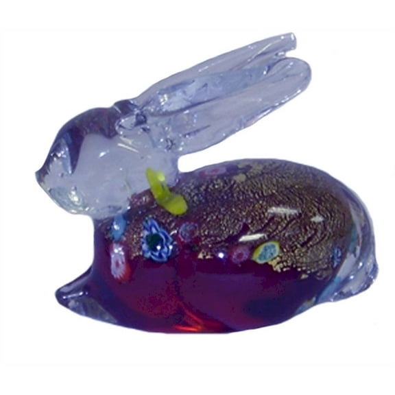 Multi Color Laying Down Bunny Glass Figurine