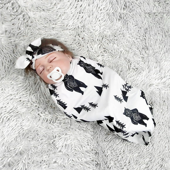 LSLJS Baby Swaddle Wrap Newborn Blanket Cotton Swaddle Swaddling Headbands Set, Baby Sleeping Bag on Clearance