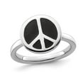 thumbnail image 1 of Black Enamel Peace Sign Ring in Sterling Silver, 1 of 4