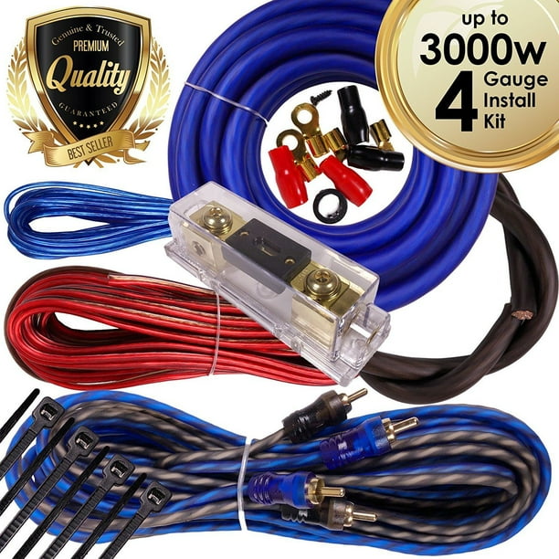 Complete 3000W 4 Gauge Car Amplifier Installation Wiring Kit Amp PK2 4