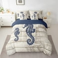 thumbnail image 2 of Erosebridal Sea Animal Seahorse Bed in a Bag Full Size, Nautical Lighthouse Bed Set, Coastal Lodge Cabin Decor, Reversible 7-Piece, 2 of 4
