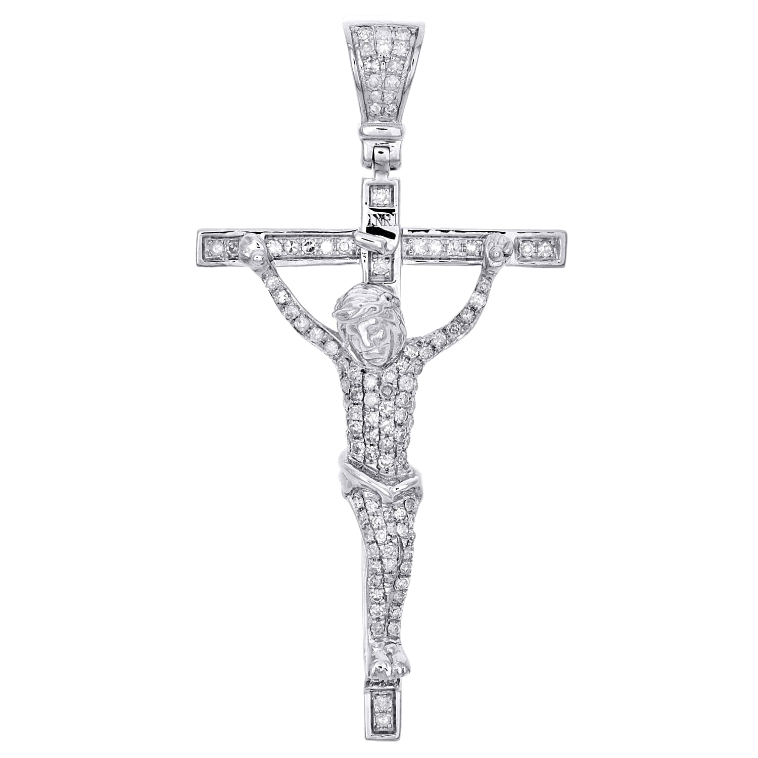Genuine Diamond Jesus Cross Pendant 