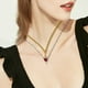 thumbnail image 5 of Red Crystal Heart-shaped Dagger Pendant Layered Necklace With French Women's Collarbone Chain, 5 of 5