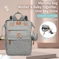 thumbnail image 2 of Multi-functional diaper backpack with changing pad, foldable crib, insulated bag, and USB charging port. A large-capacity travel bag suitable for parents, in gray., 2 of 13