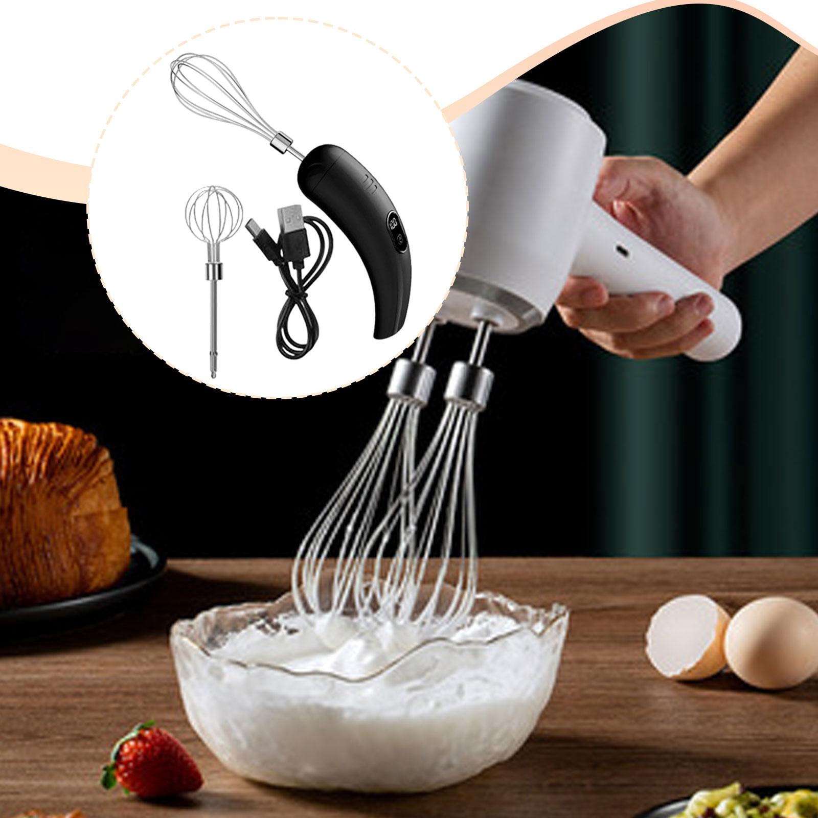Fiocias Cordless Hand Mixer Compact Electric Egg Beater for Kitchen Baking Cake Shop Black