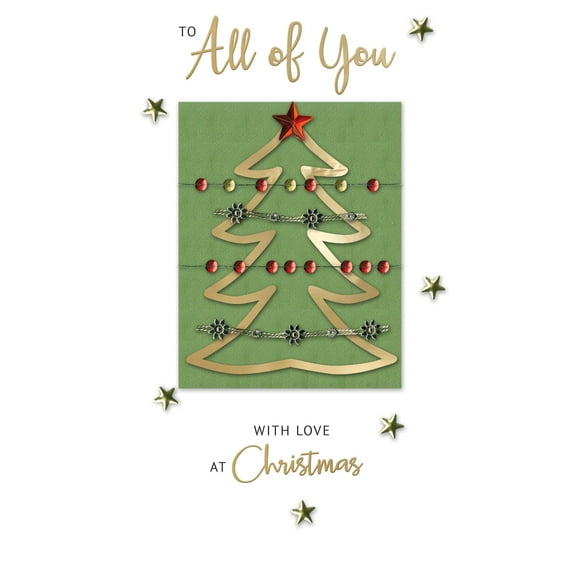 Second Nature Christmas Handmade Champagne Card All of You - Tree With Wire