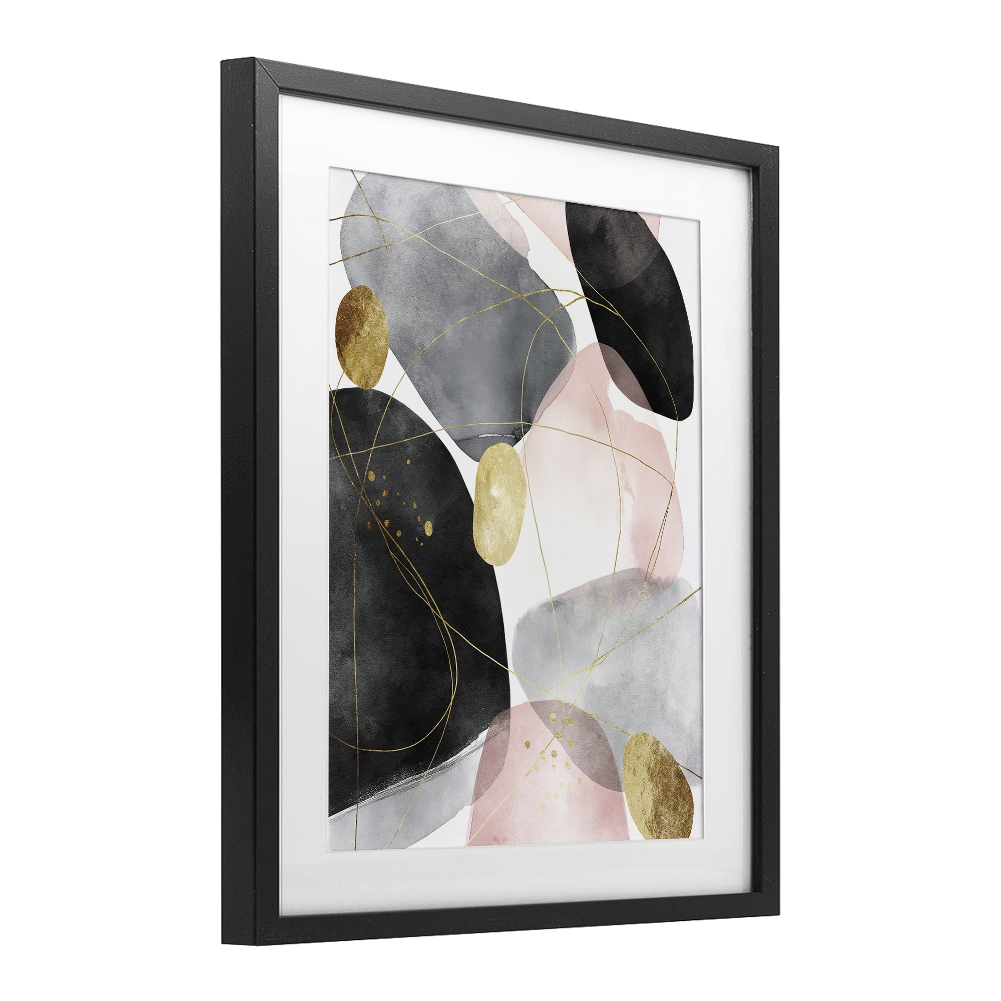 Stupell Industries Gilded Echoes Shapes Black Framed Print Under Glass, design by Svetlana Aleynikova