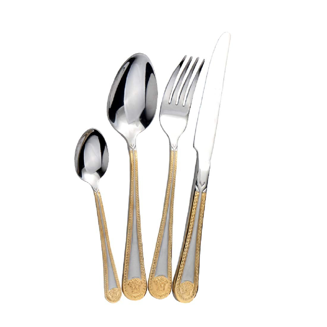 Lotte Luxury Matte GOLD White Cutlery Set Spoon Fork Knife - 18