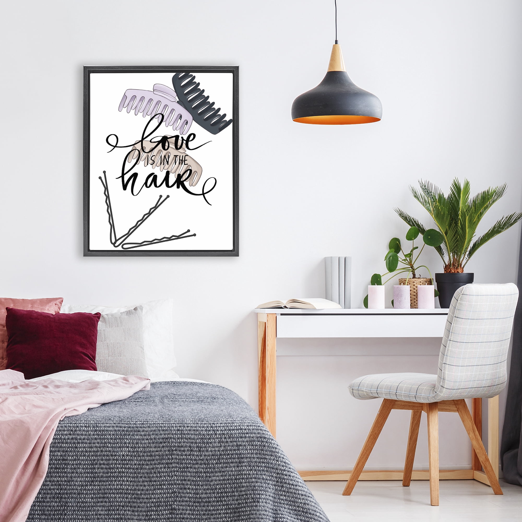 Stupell Industries Love Is In The Hair Black Framed Floater Canvas Wall Art, design by Jesse Keith
