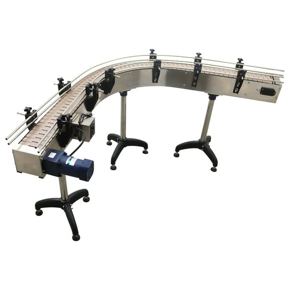 Stainless Steel Conveyor Belt Curved Chain Height Speed Adjustable for Bottles Assembly Line