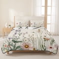 thumbnail image 3 of King Quilt Set 96''x106'', Summer Floral Botanical Lightweight Summer Bedspread Coverlet Set with 2 Pillow Shams, Spring Botanical Vintage Breathable All Season Quilt Bedding for Bedroom/Guest Room, 3 of 9