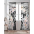 thumbnail image 2 of Sheer Curtains 96 Inches Long 2 Panels Set for Living Room, Black Cow Floral Semi Sheer Curtains for Windows, Grey Ombre Farmhouse Animals Voile Window Treatments Rod Pocket Curtain, 2 of 7