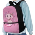 thumbnail image 4 of HUIACONG Pink Axolotl School Backpack for Teen Boys Large Capacity Ergonomic Padded Shoulder Straps for Kids Ages 6‑18 Daily Use, 4 of 6
