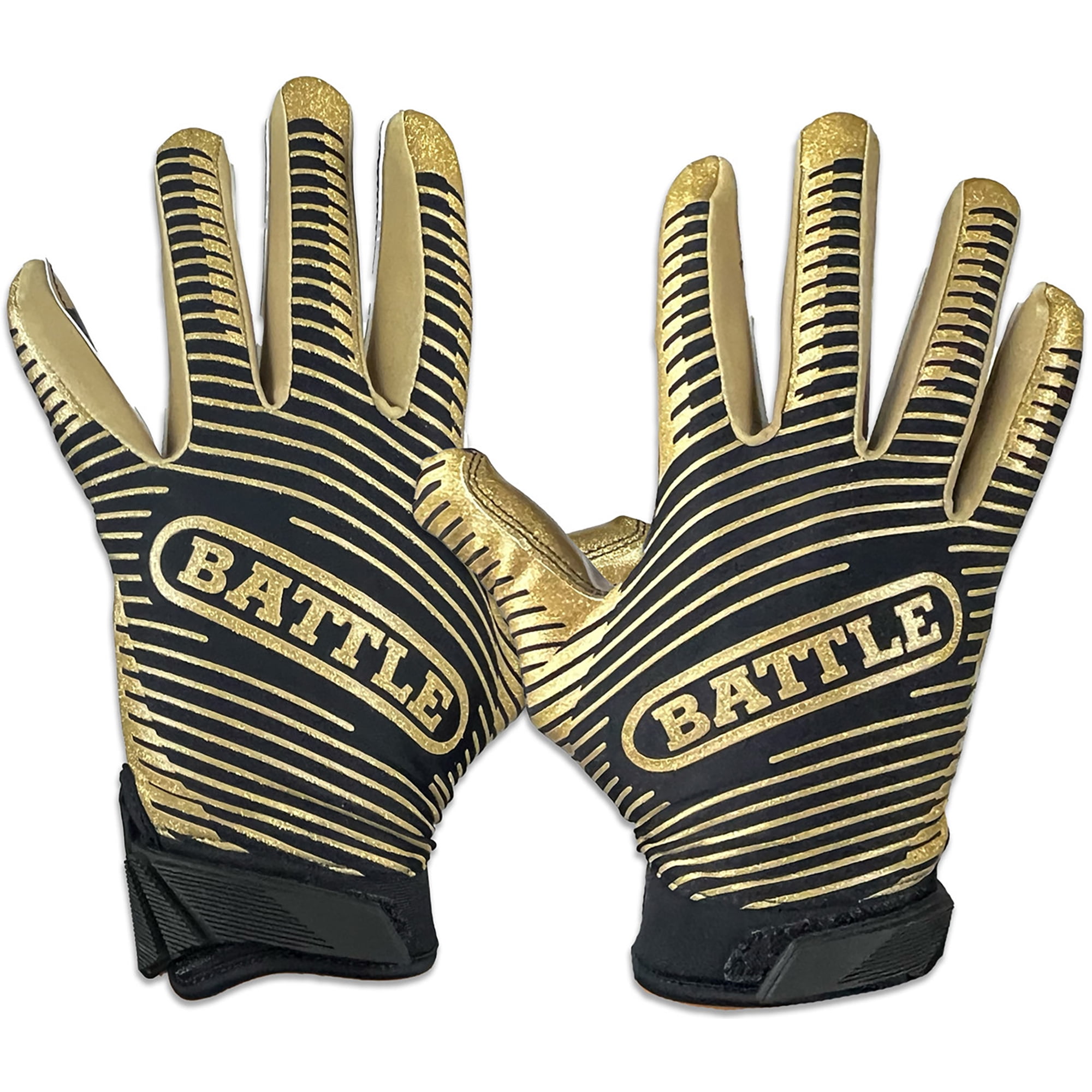 Battle Sports USA Glitter Doom Football Gloves - Youth Medium - Black/Gold