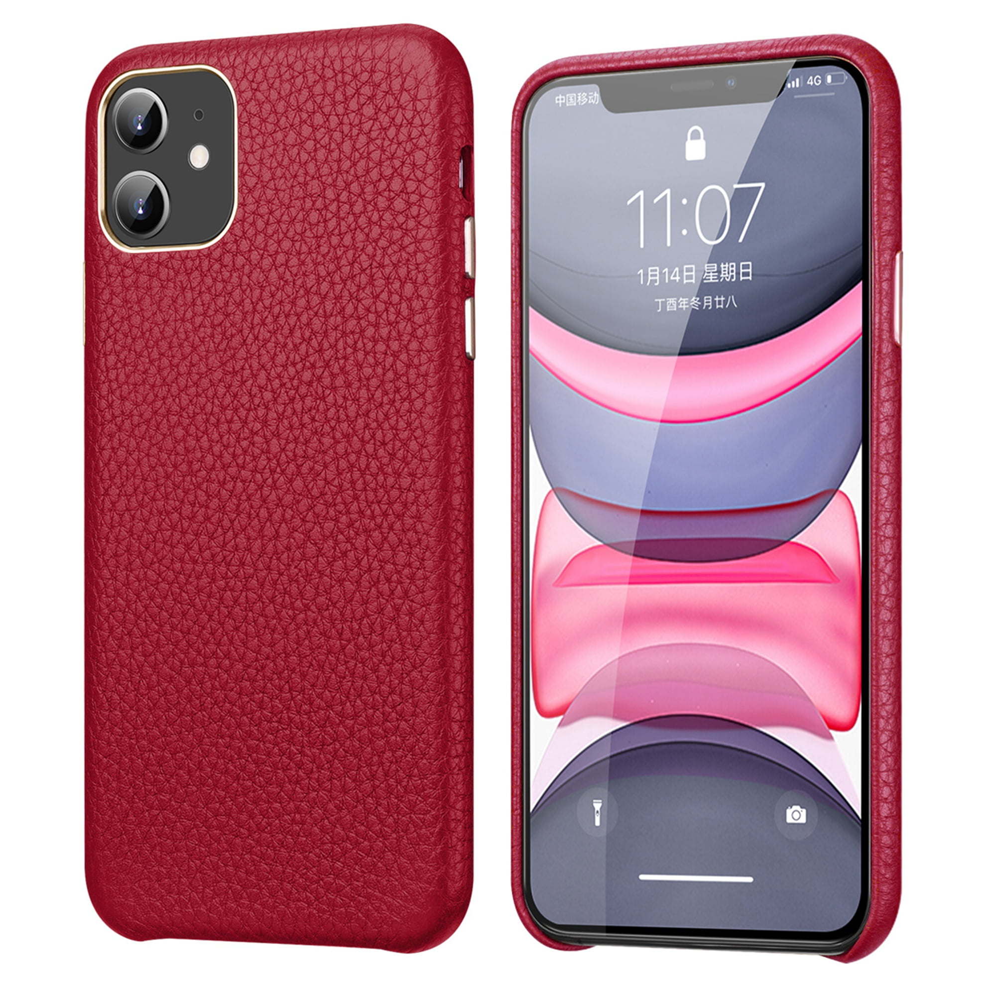 Dteck Premium Real Leather Case Compatible with iPhone 11 Slim Full