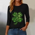 thumbnail image 4 of felwors St Patricks Day Shirt Women 2025 Casual Plus Size 3/4 Sleeve Irish Clover Shirts Funny Saint Patrick's Tunic Tops (Black, S), 4 of 8
