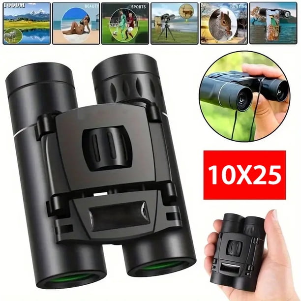 QUTETN 10x25 Compact Binoculars, High Magnification Mini Pocket Binoculars, Small Binoculars, Suitable For Bird Watching, Hunting, Concerts, Theaters, Operas, Travel And Sightseeing